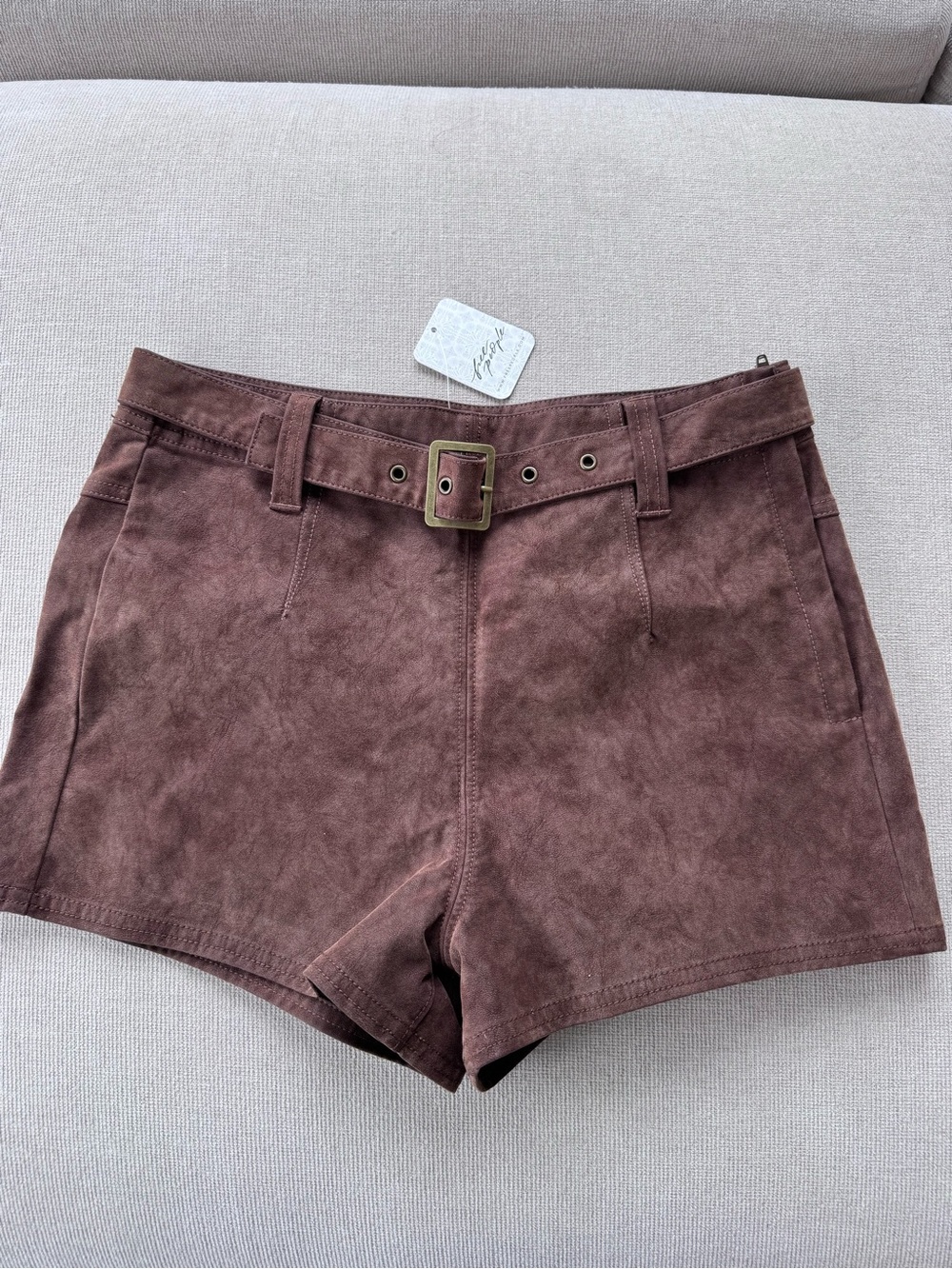 Free people High-Rise Brown Suede Belted Women’s Shorts